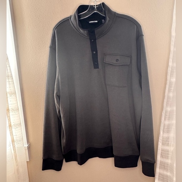 Land’s End Men’s 1/4 Snap Pullover Lined Shirt Size XL Brown Black - Picture 1 of 4